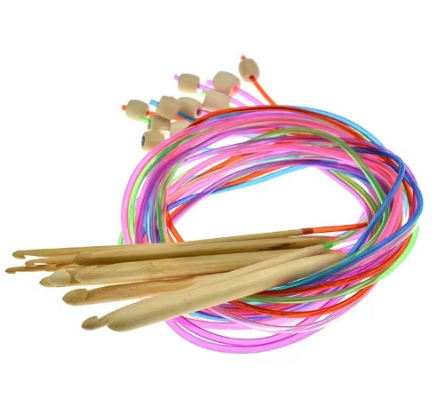 🌿 Set de 12 Crochets Tunisien avec Câble