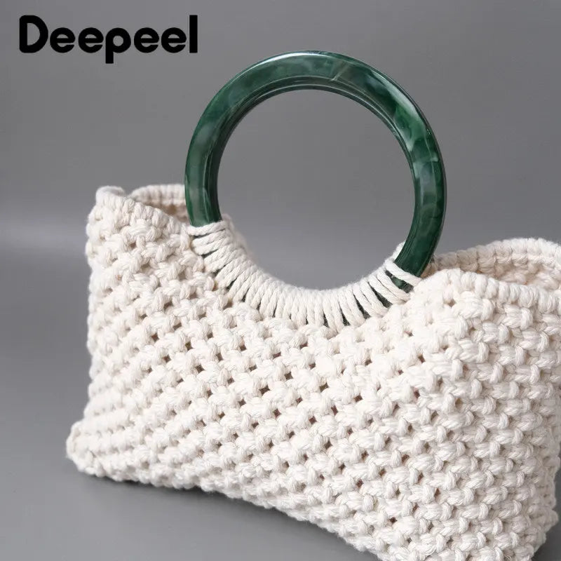 👜 2 Pcs (1 Paire) Poignées Rondes en résine Ambre – 10 cm ✨