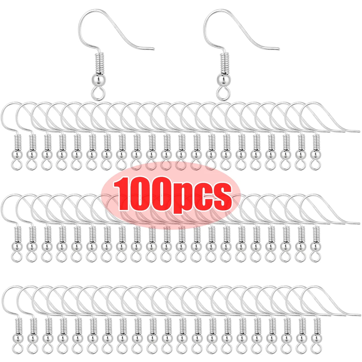 ✨ 100/200 pcs Crochets d’Oreilles Inox Hypoallergéniques