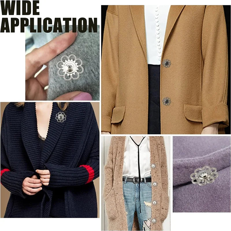 🌺 Boutons Pression Fleur Vintage