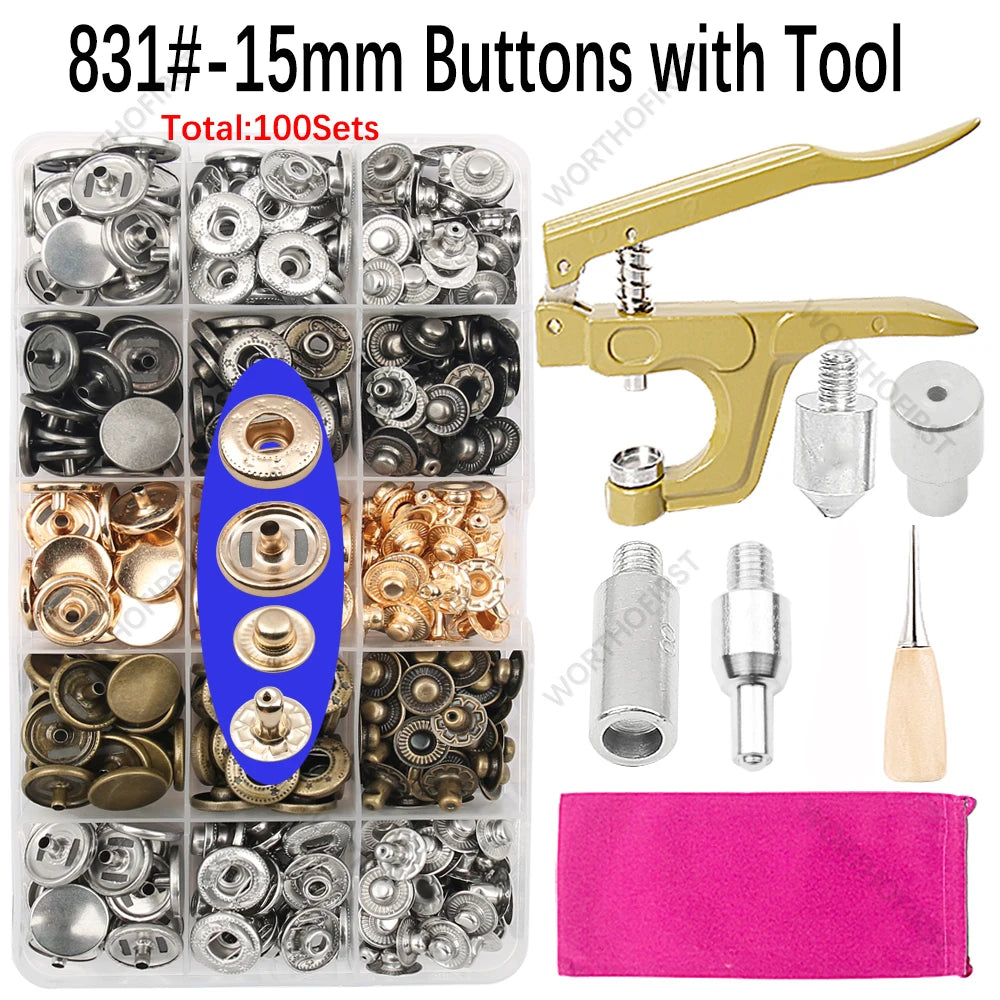 🧷 Kit Boutons Pression Métal + Pince