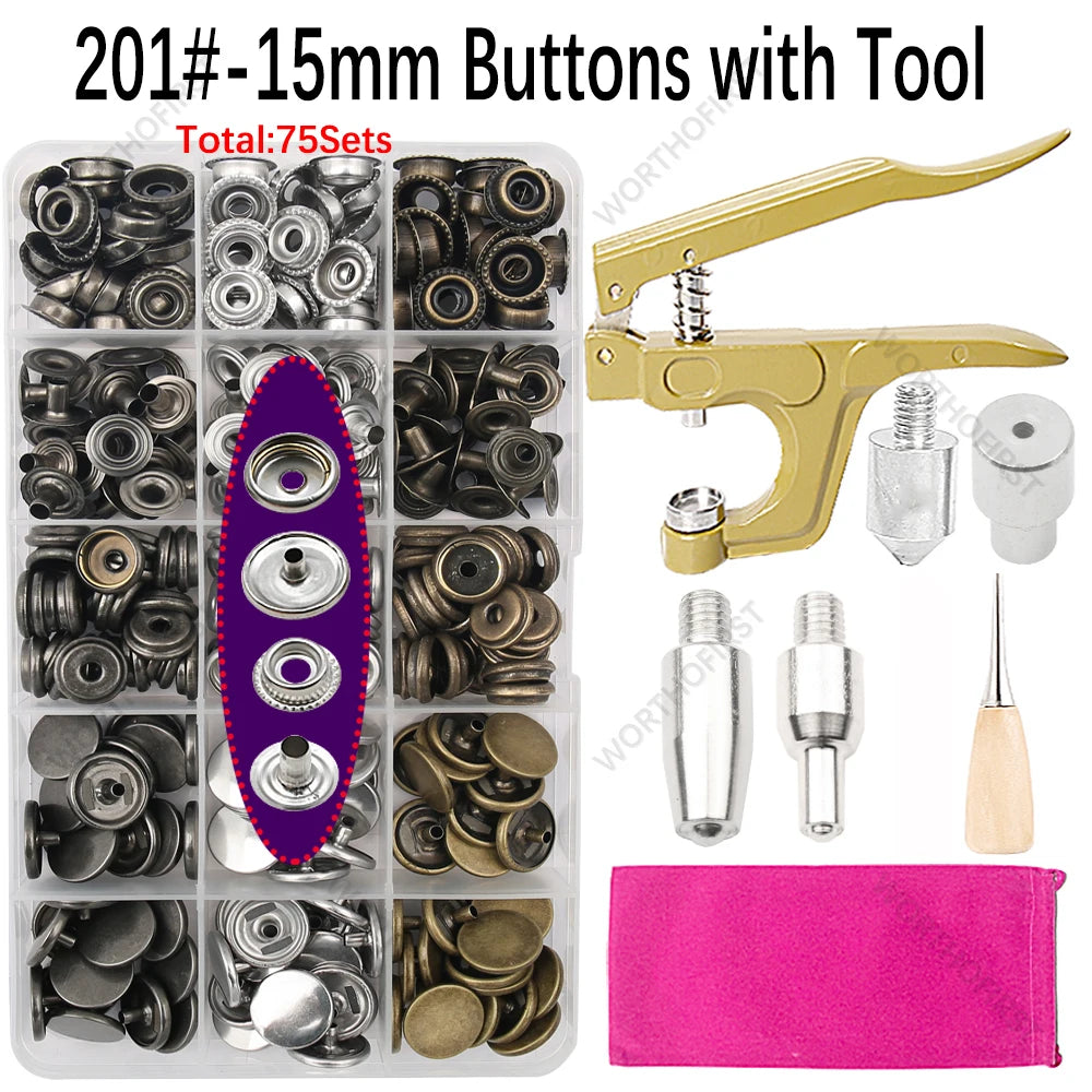 🧷 Kit Boutons Pression Métal + Pince