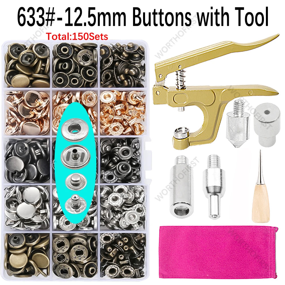 🧷 Kit Boutons Pression Métal + Pince