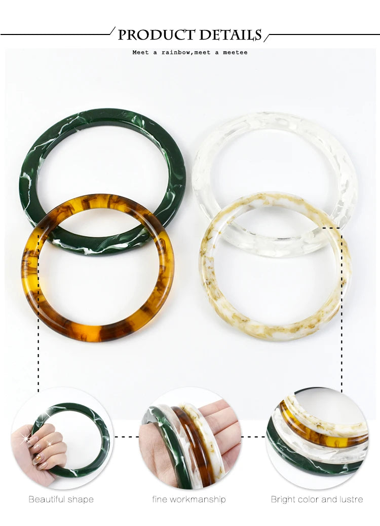 👜 2 Pcs (1 Paire) Poignées Rondes en résine Ambre – 10 cm ✨