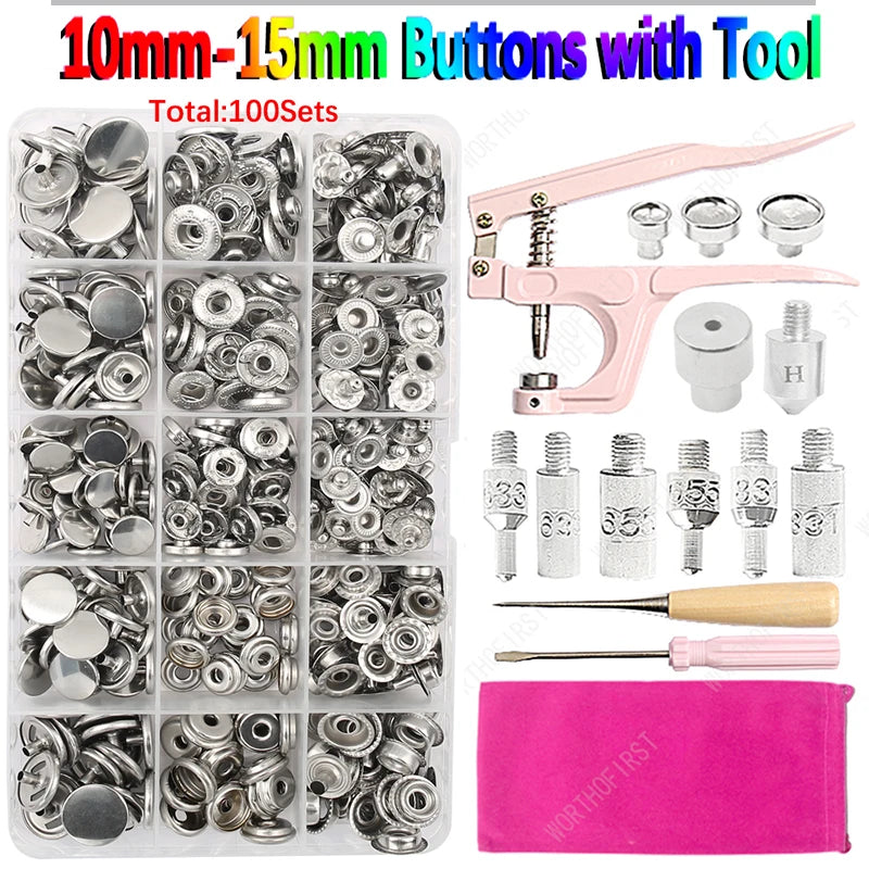 🧷 Kit Boutons Pression Métal + Pince