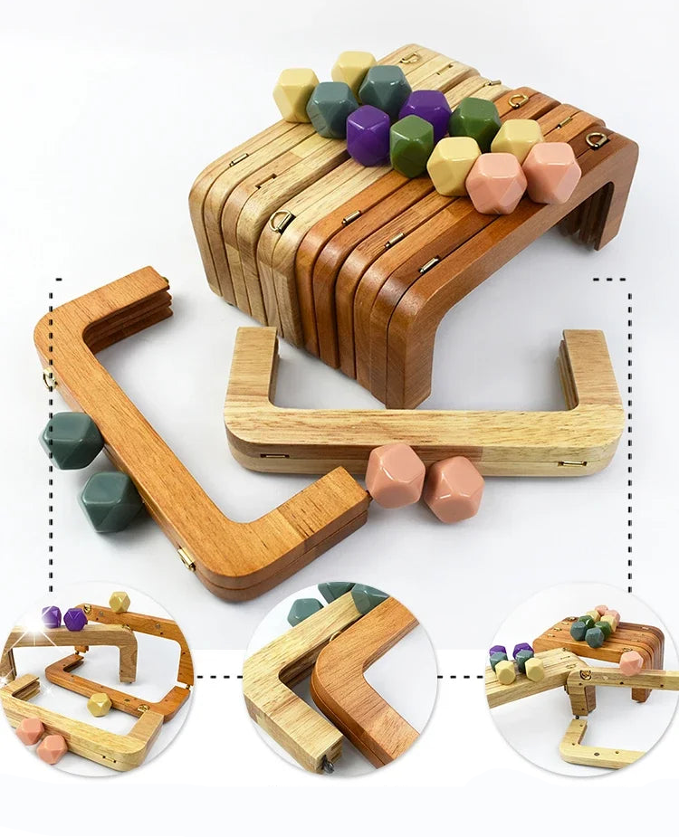 🌰 Fermoir en Bois avec Perles – 20 cm