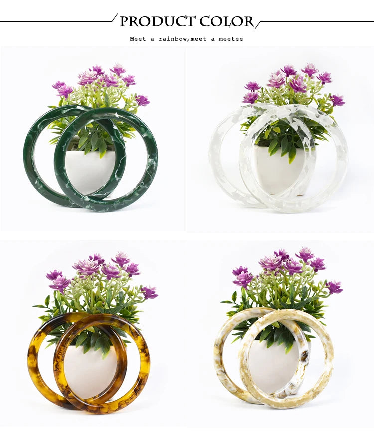 👜 2 Pcs (1 Paire) Poignées Rondes en résine Ambre – 10 cm ✨