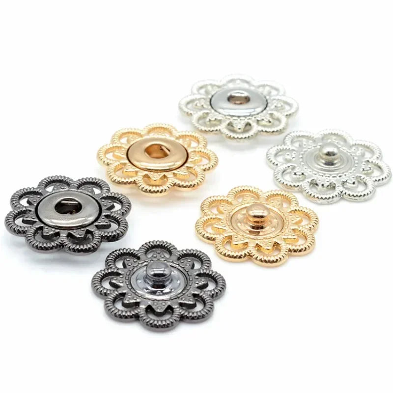 🌺 Boutons Pression Fleur Vintage
