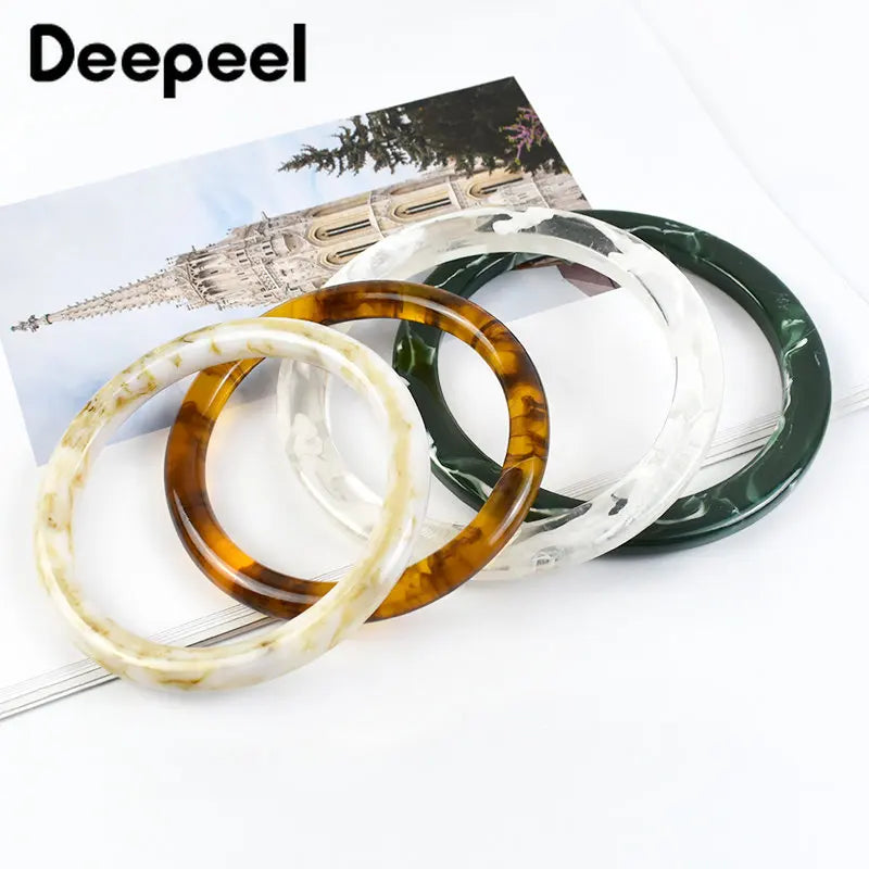 👜 2 Pcs (1 Paire) Poignées Rondes en résine Ambre – 10 cm ✨