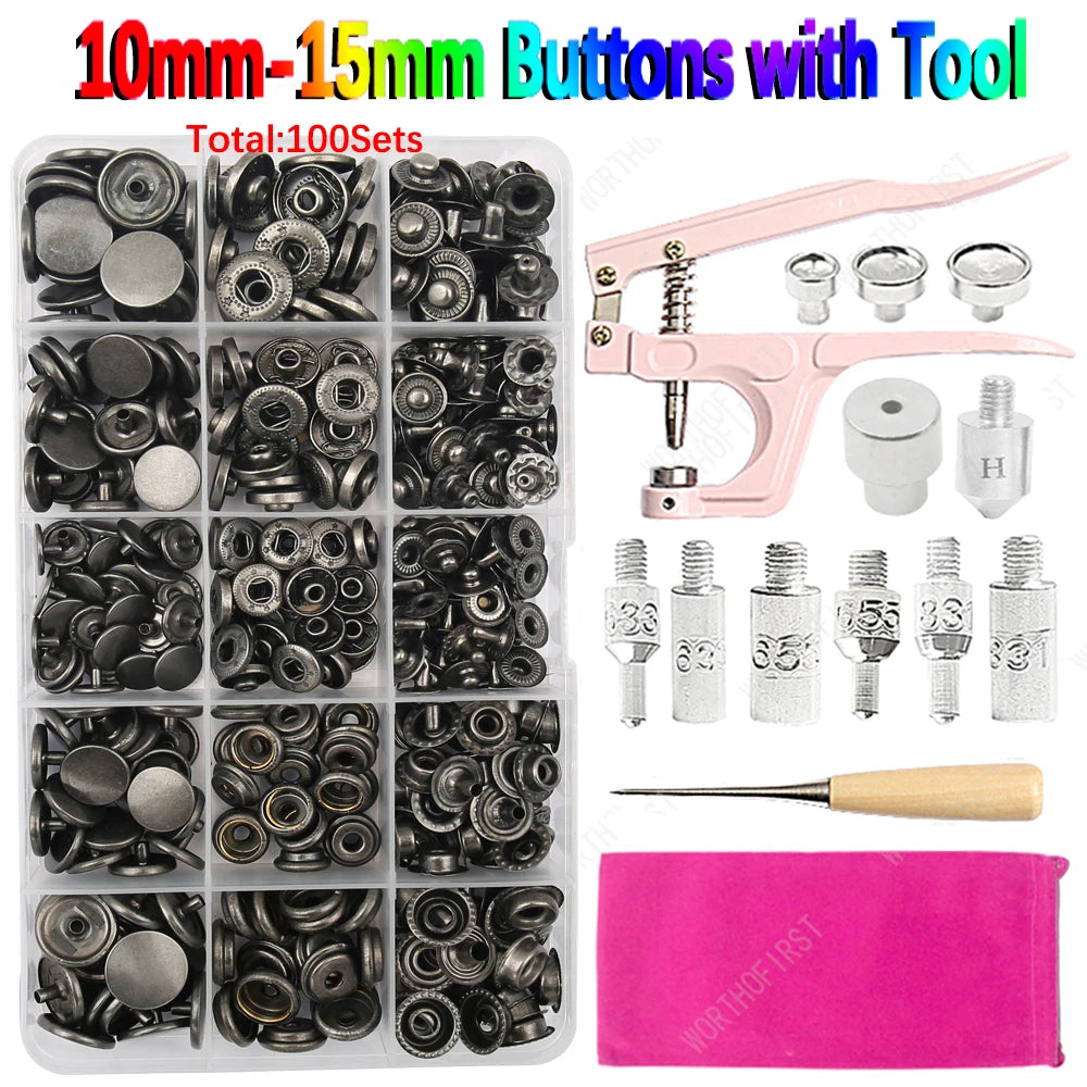 🧷 Kit Boutons Pression Métal + Pince