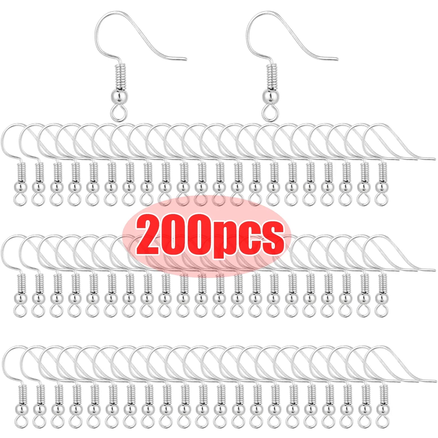 ✨ 100/200 pcs Crochets d’Oreilles Inox Hypoallergéniques