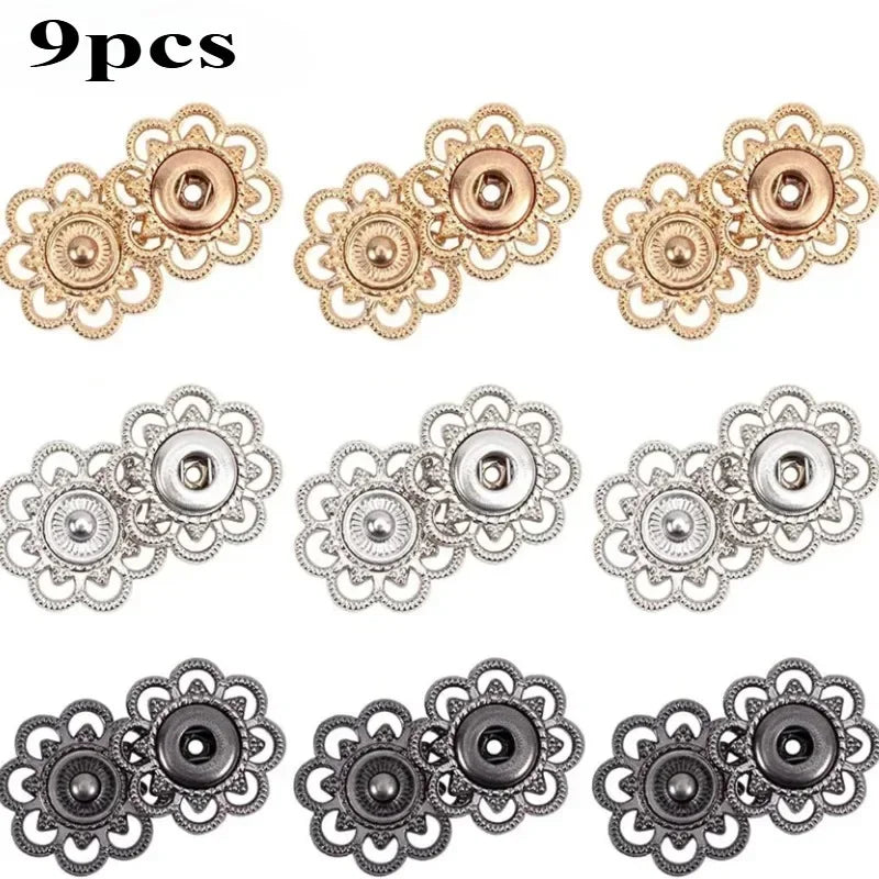 🌺 Boutons Pression Fleur Vintage