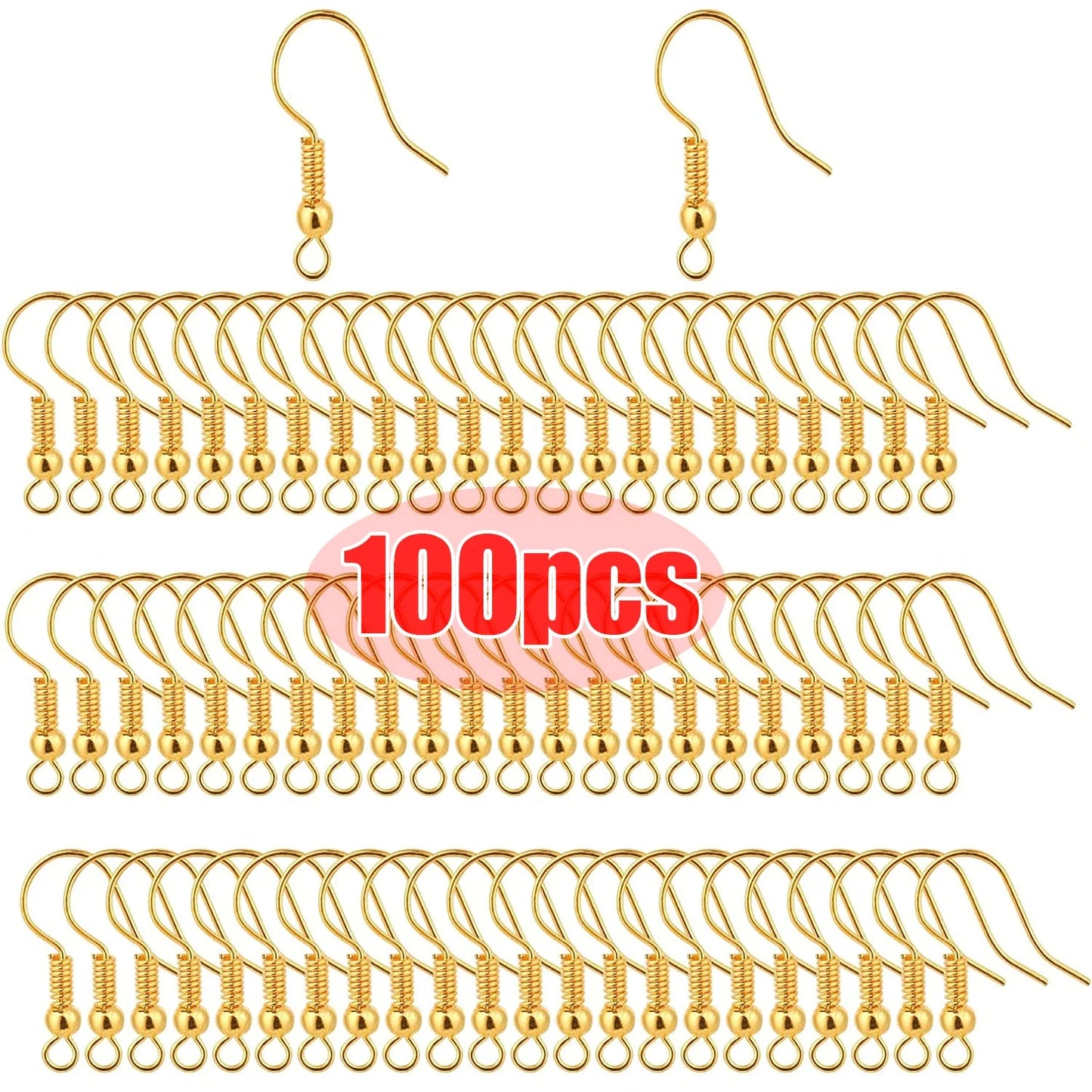 ✨ 100/200 pcs Crochets d’Oreilles Inox Hypoallergéniques