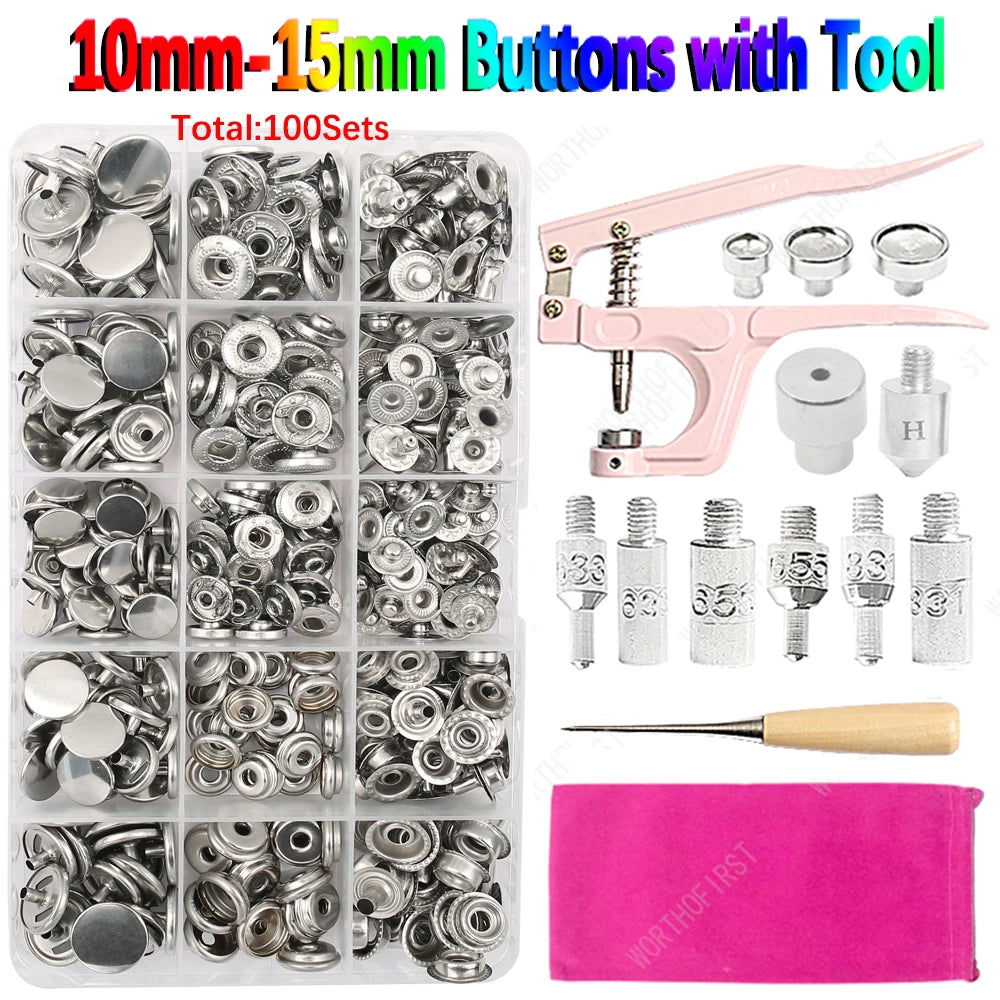 🧷 Kit Boutons Pression Métal + Pince