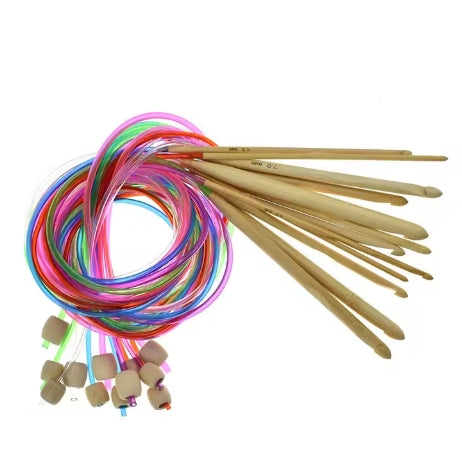 🌿 Set de 12 Crochets Tunisien avec Câble