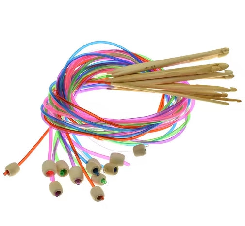 🌿 Set de 12 Crochets Tunisien avec Câble