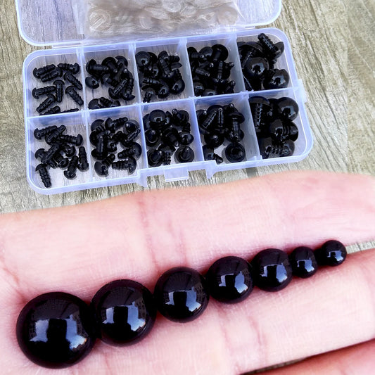 👁️ Lot de 100 Yeux de Sécurité en Plastique – 8/10/12/14 mm