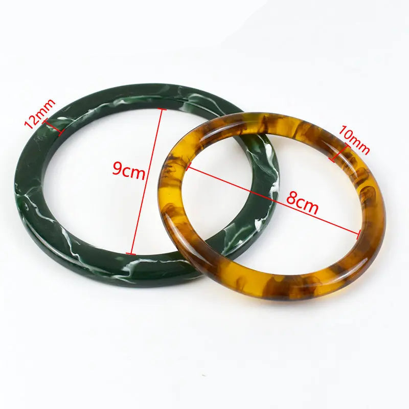 👜 2 Pcs (1 Paire) Poignées Rondes en résine Ambre – 10 cm ✨