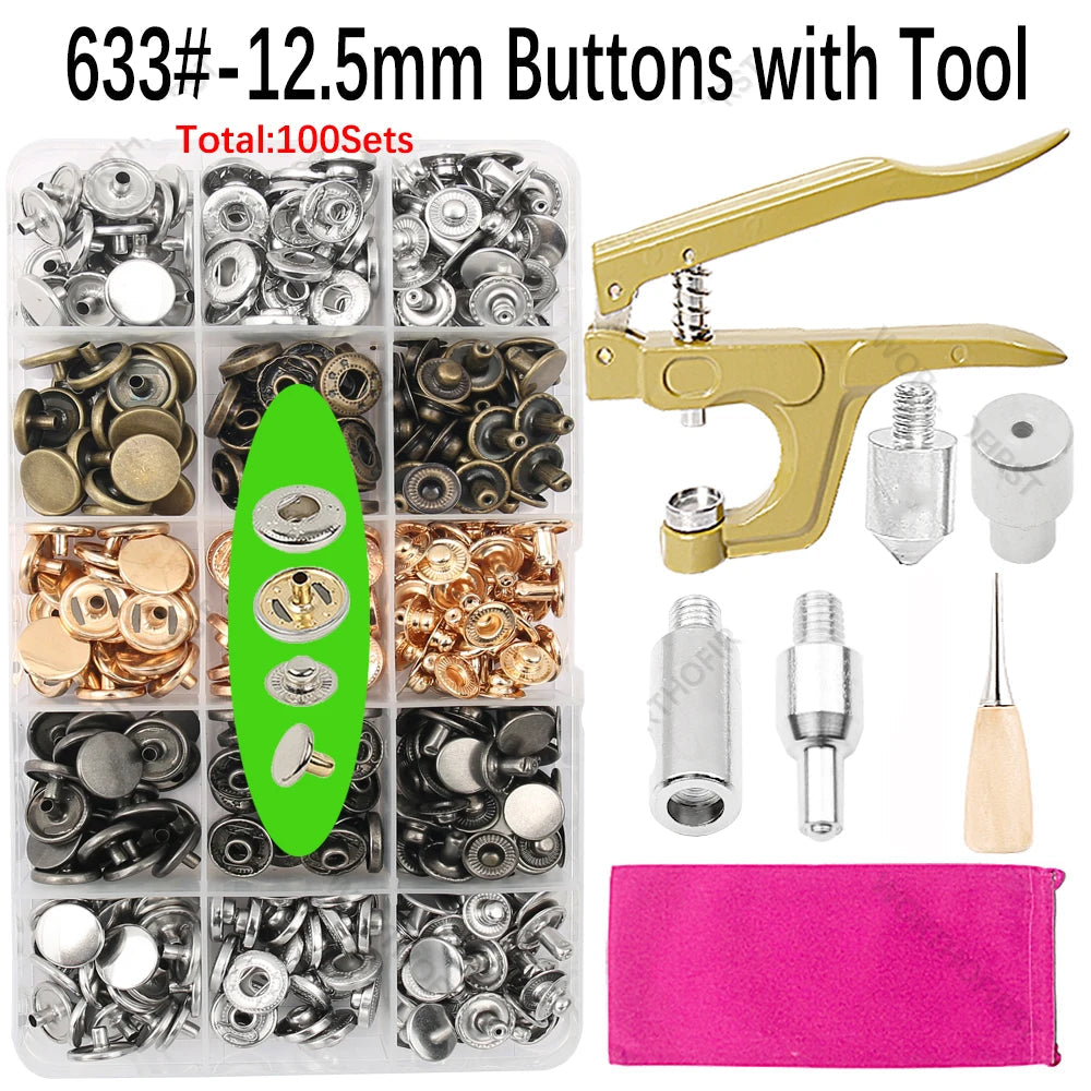 🧷 Kit Boutons Pression Métal + Pince