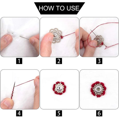 🌺 Boutons Pression Fleur Vintage