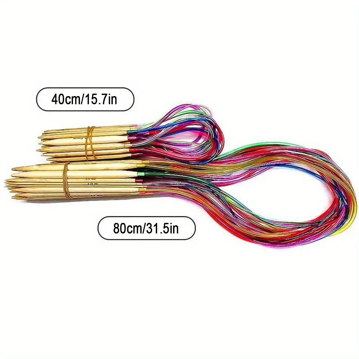 🎍 Set de 18 Aiguilles Circulaires en Bambou – 40 à 120 cm 💛