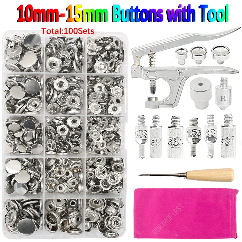 🧷 Kit Boutons Pression Métal + Pince