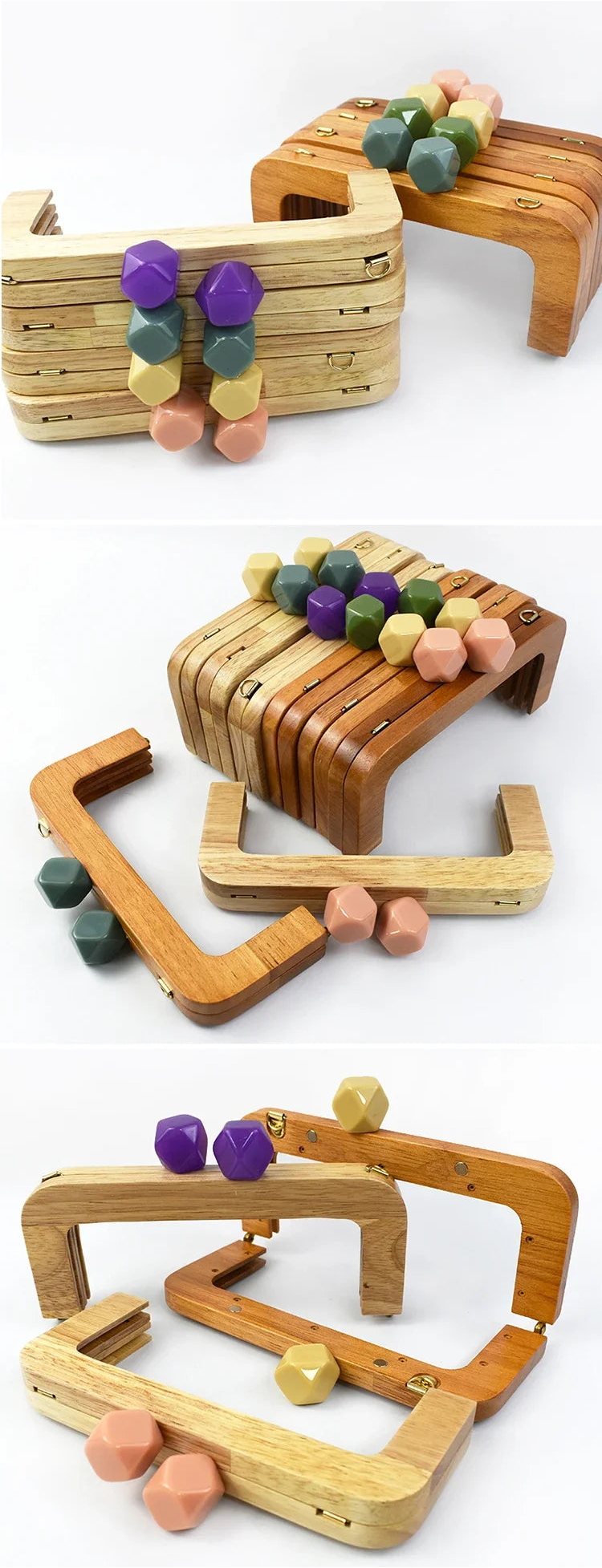 🌰 Fermoir en Bois avec Perles – 20 cm