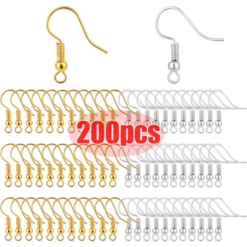 ✨ 100/200 pcs Crochets d’Oreilles Inox Hypoallergéniques