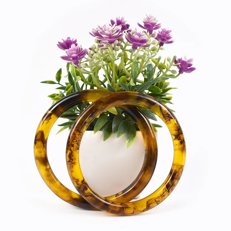 👜 2 Pcs (1 Paire) Poignées Rondes en résine Ambre – 10 cm ✨