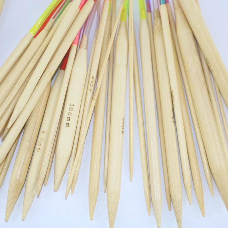 🎍 Set de 18 Aiguilles Circulaires en Bambou – 40 à 120 cm 💛