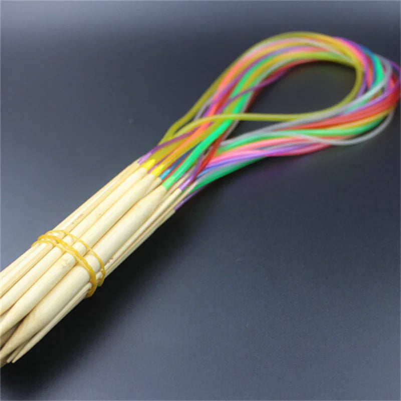 🎍 Set de 18 Aiguilles Circulaires en Bambou – 40 à 120 cm 💛