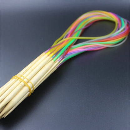 🎍 Set de 18 Aiguilles Circulaires en Bambou – 40 à 120 cm 💛