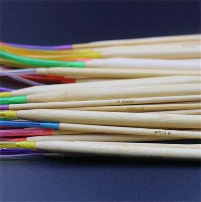 🎍 Set de 18 Aiguilles Circulaires en Bambou – 40 à 120 cm 💛