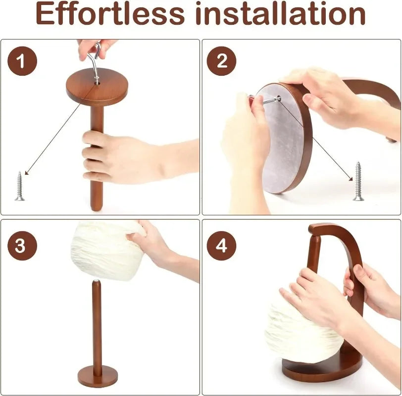🧶 Support de pelote rotatif magnétique en bois