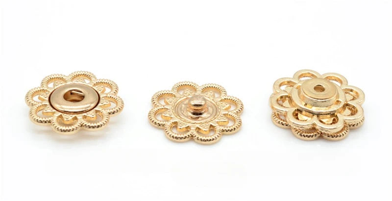 🌺 Boutons Pression Fleur Vintage