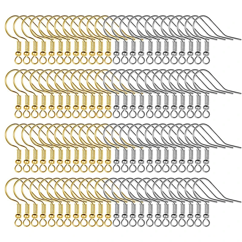 ✨ 100/200 pcs Crochets d’Oreilles Inox Hypoallergéniques