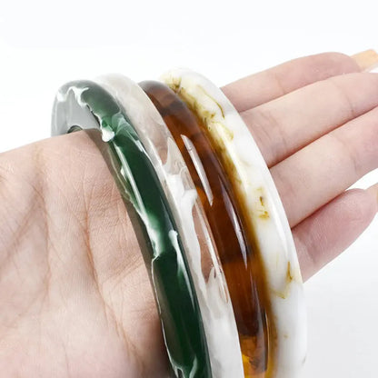 👜 2 Pcs (1 Paire) Poignées Rondes en résine Ambre – 10 cm ✨