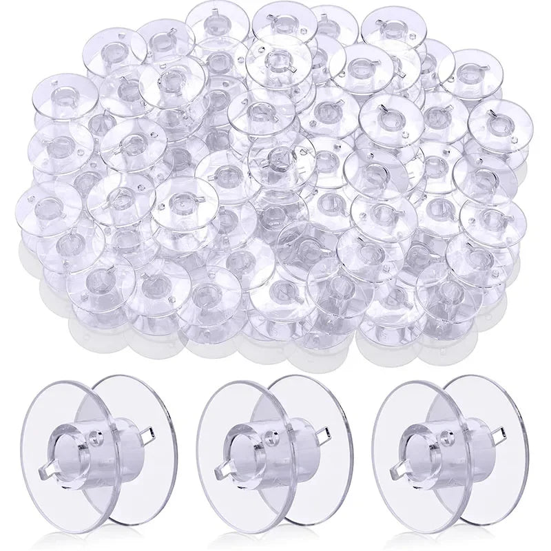 🧵 25 Bobines Vides Transparentes + Boîte de Rangement 💡🎁