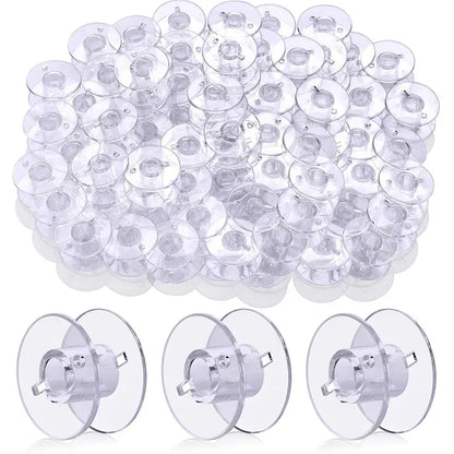🧵 25 Bobines Vides Transparentes + Boîte de Rangement 💡🎁