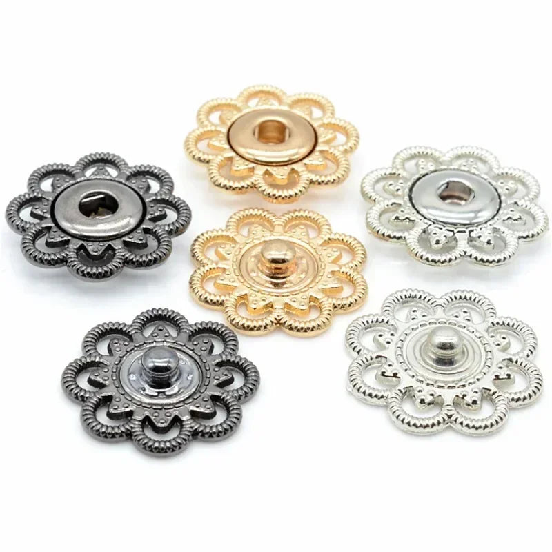 🌺 Boutons Pression Fleur Vintage