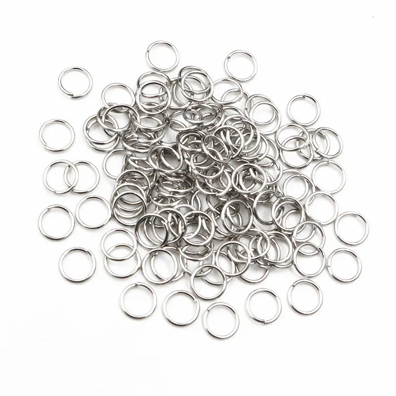 200pcs Anneaux Ouverts 8mm en Acier Inoxydable