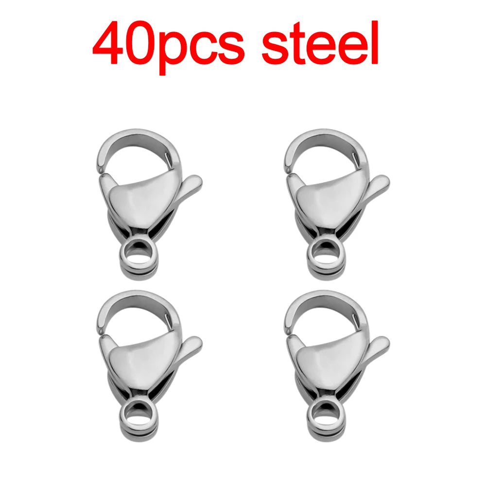 Lot de 20-40 Fermoirs Mousquetons en Acier Inoxydable