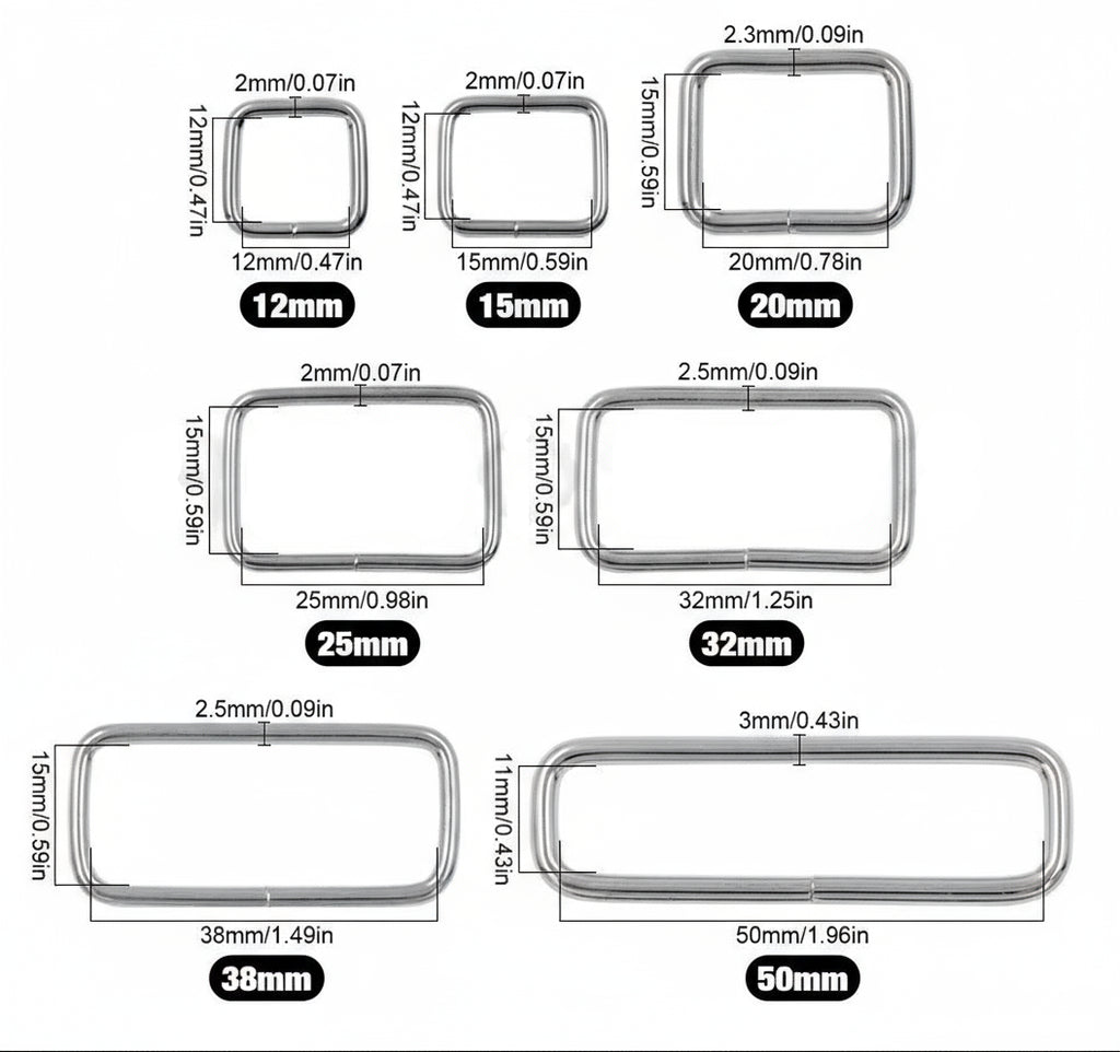 🔲 Boucles Métal Rectangulaires