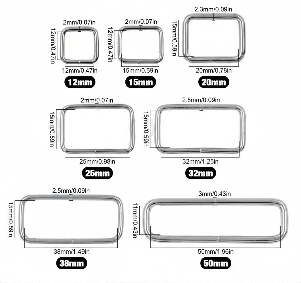 🔲 Boucles Métal Rectangulaires