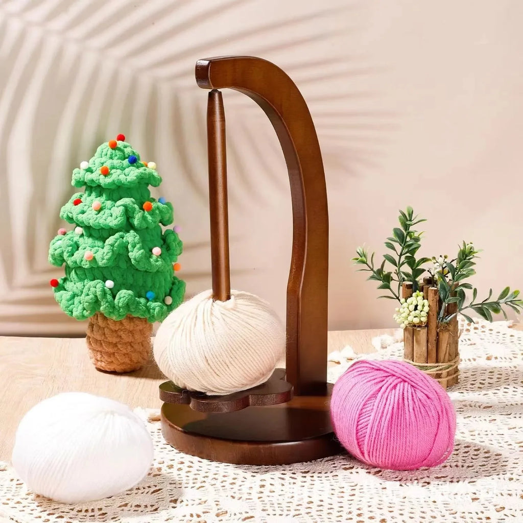 🧶 Support de pelote rotatif magnétique en bois