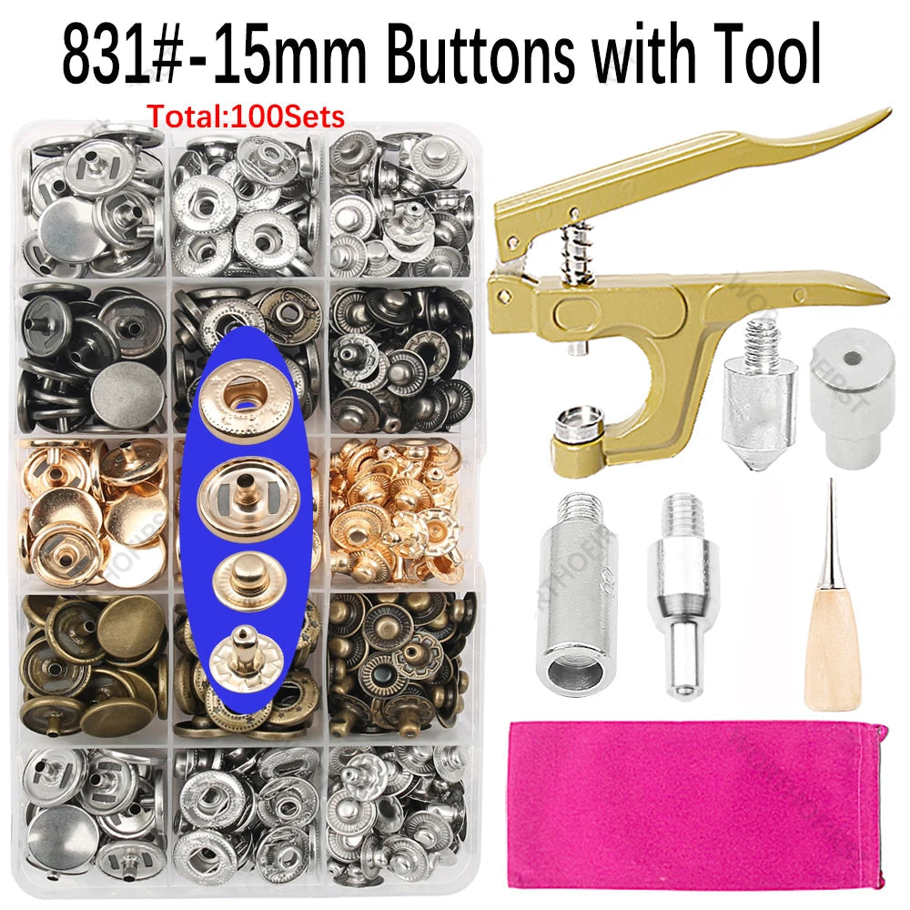 🧷 Kit Boutons Pression Métal + Pince