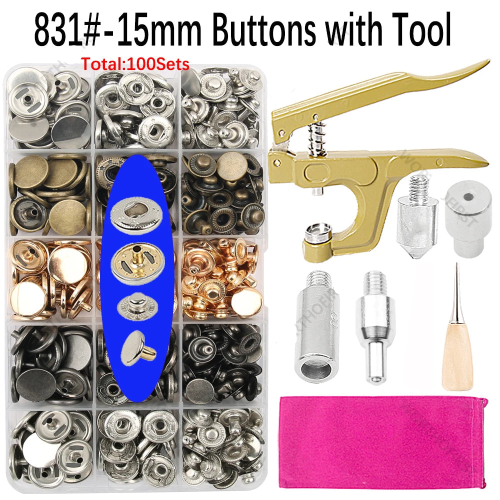 🧷 Kit Boutons Pression Métal + Pince