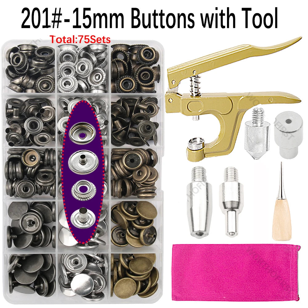 🧷 Kit Boutons Pression Métal + Pince