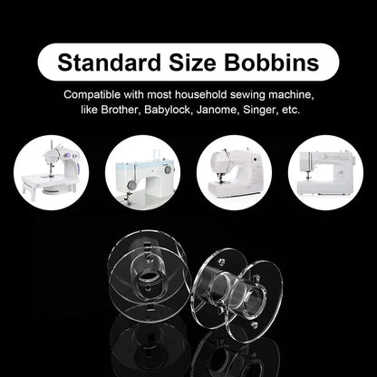 🧵 25 Bobines Vides Transparentes + Boîte de Rangement 💡🎁