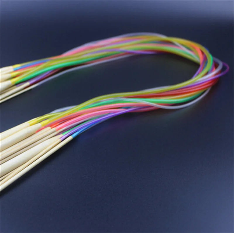 🎍 Set de 18 Aiguilles Circulaires en Bambou – 40 à 120 cm 💛